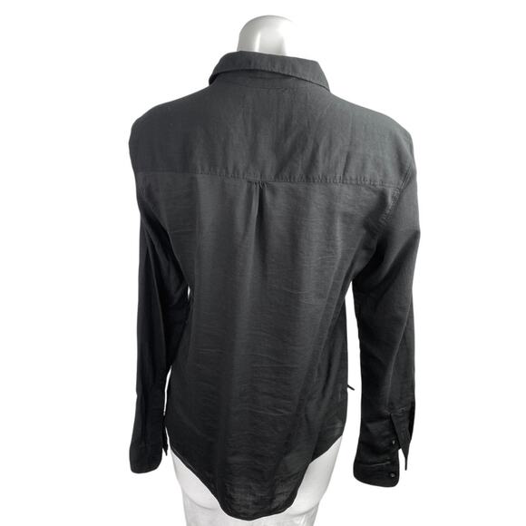 Abercrombie & Fitch Women's Black Long Sleeve Collared Button Down Shirt Top M - Picture 2 of 4